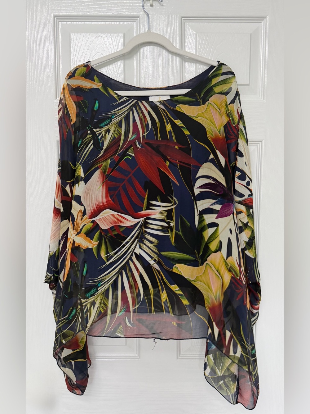 Belle France Made in Italy Silk Floral Layered Flowy Tunic Top